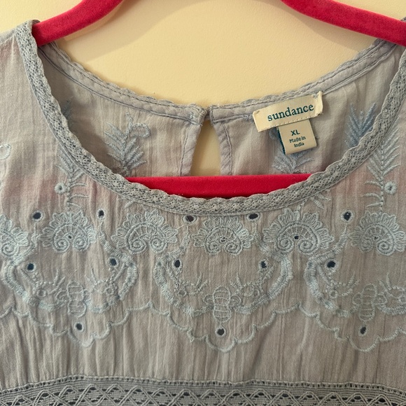 Sundance pastel blue lace and eyelet embroidered top size XL - Picture 3 of 8